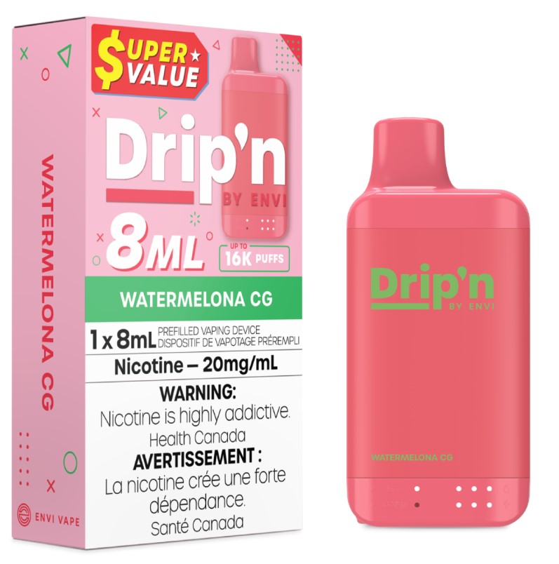 Manitoba *EXCISED* Disposable Vape Drip'n Envi 8ML Watermelona CG Box of 5