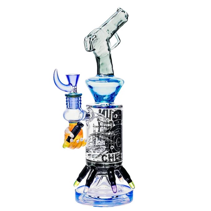Glass Bong Cheech Glass Pistol Theme 13"