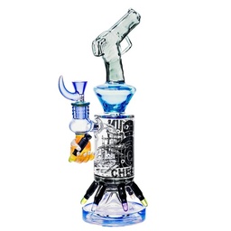 [acm254] Glass Bong Cheech Glass Pistol Theme 13"