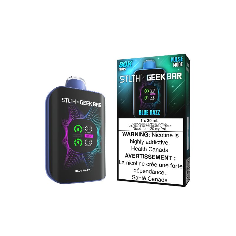 Manitoba *EXCISED* Disposable Vape STLTH X Geek Bar 80K Pulse Blue Razz Box of 4