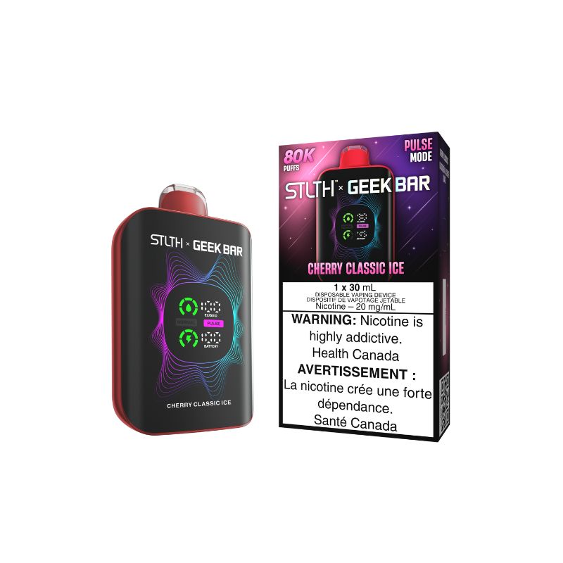 Manitoba *EXCISED* Disposable Vape STLTH X Geek Bar 80K Pulse Cherry Classic Ice Box of 4