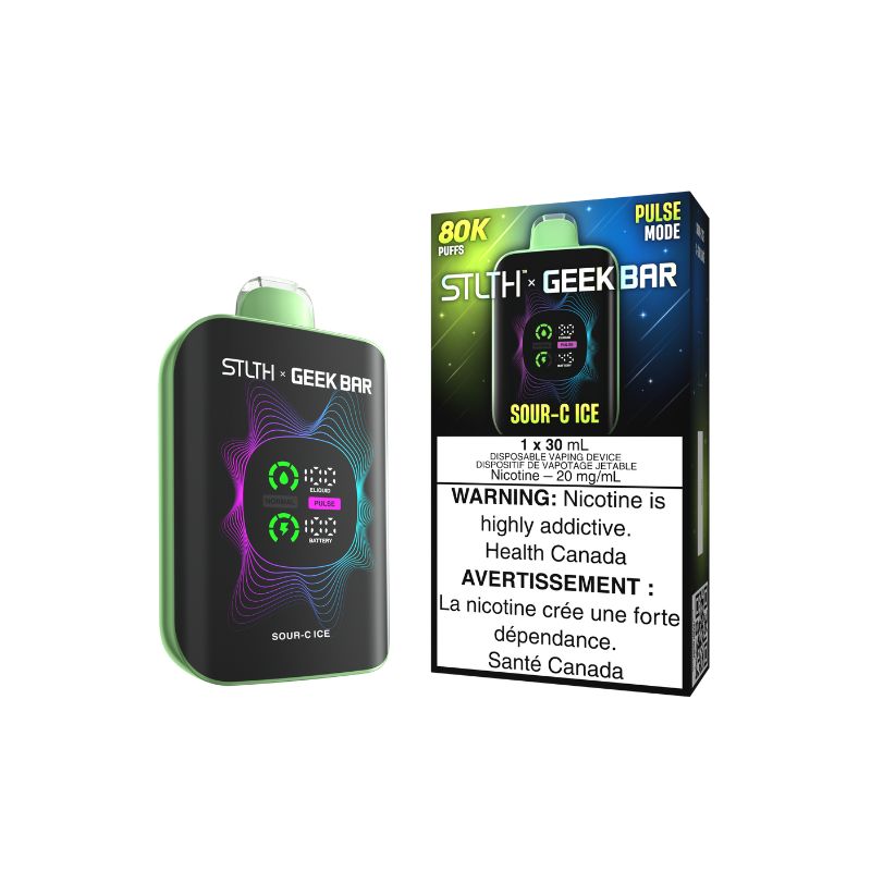 Manitoba *EXCISED* Disposable Vape STLTH X Geek Bar 80K Pulse Sour C Ice Box of 4