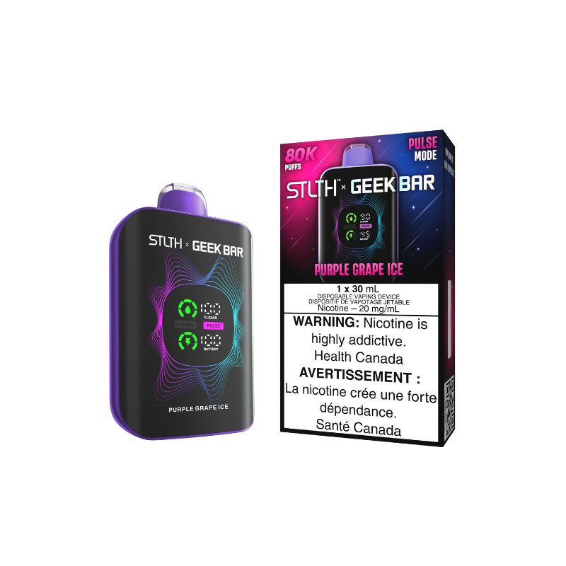 Alberta *EXCISED* Disposable Vape STLTH X Geek Bar 80K Pulse Purple Grape Ice Box of 4