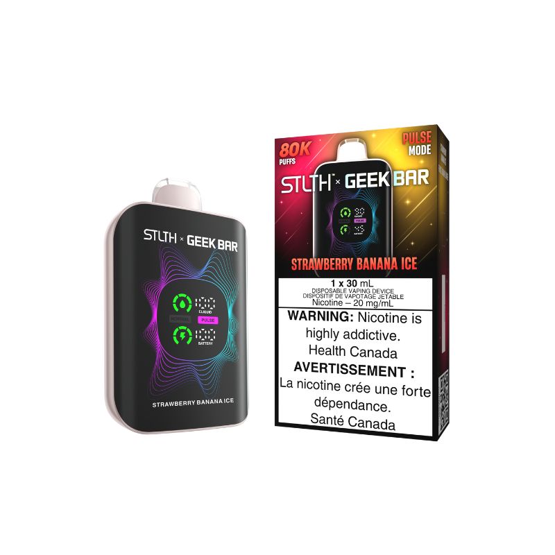 Federal *EXCISED* Disposable Vape STLTH X Geek Bar 80K Pulse Strawberry Banana Ice Box of 4