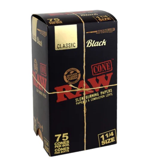 Rolling Cones Raw Black 1.25 75 Pack