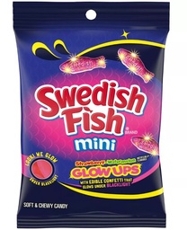 [es1055b] Snacks Swedish Fish Mini Glow Ups Peg Bag 190g Box of 12