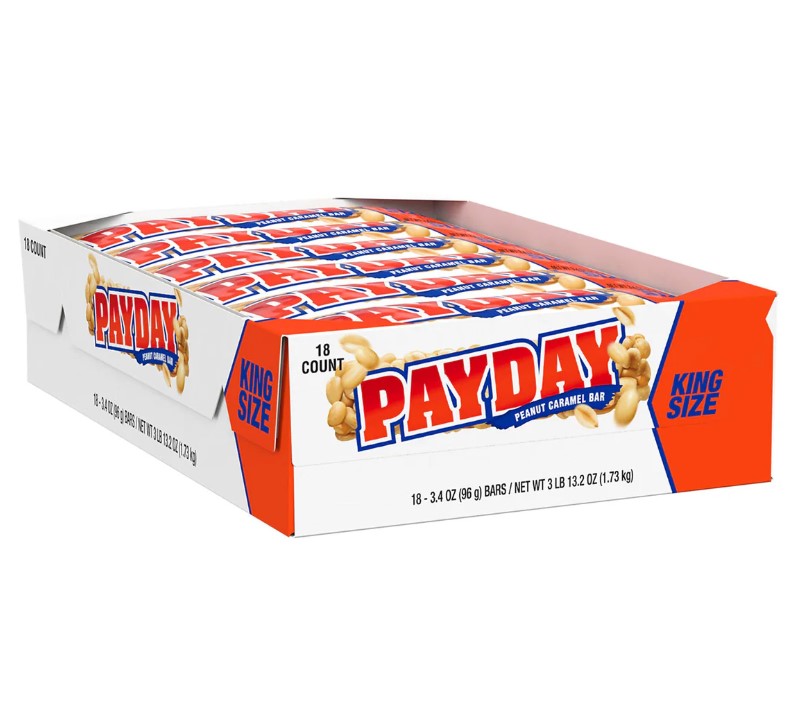 Snacks Payday Peanut Caramel King Size Bars 87g Box of 18