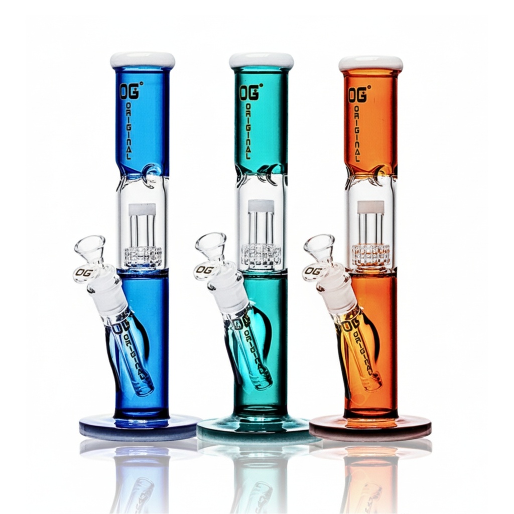 Glass Bong OG Striaght Tube Dome Perc 12"