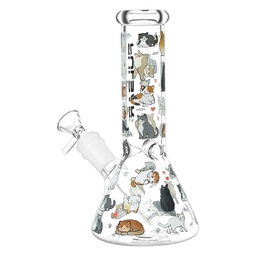 [gfa136] Glass Bong Pulsar Kitten Corral Beaker Glass Water Pipe - 7.75"