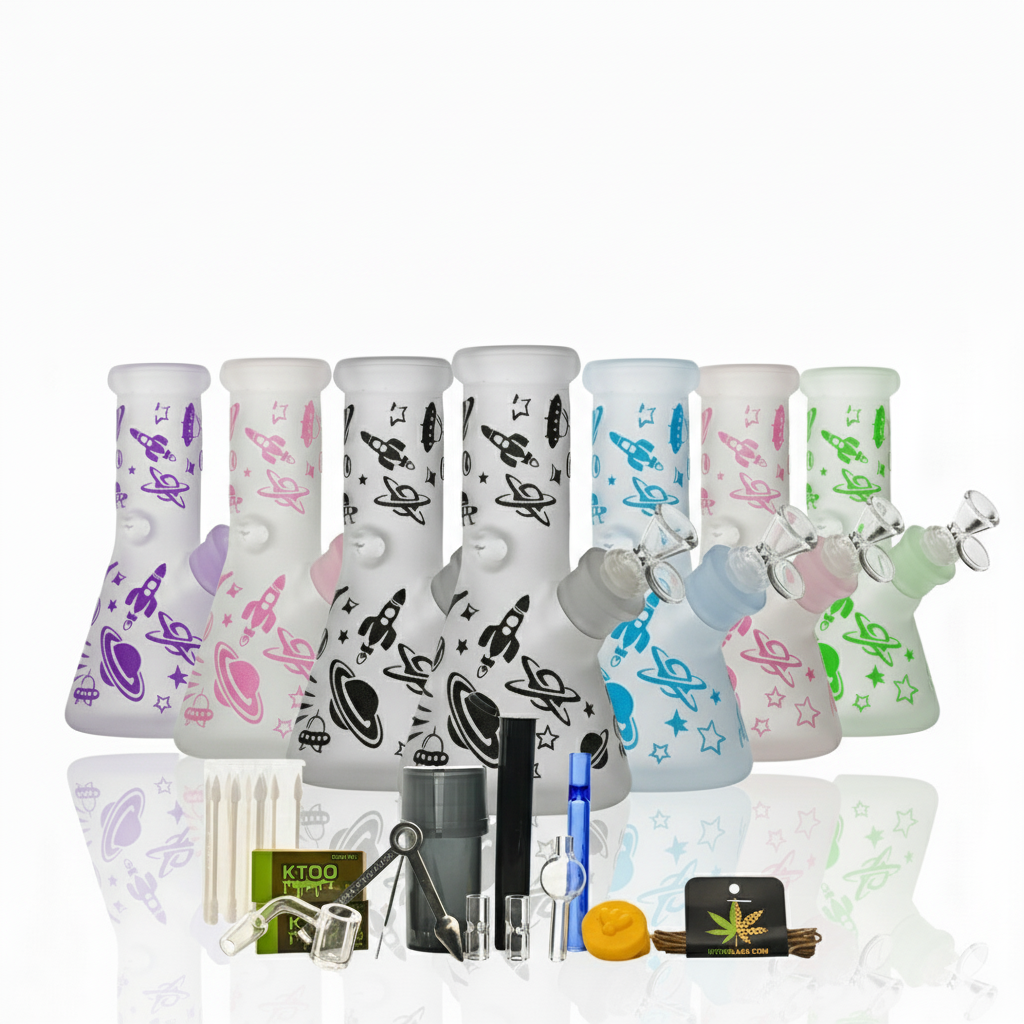 Glass Bong Arsenal Glass 7mm Galactic Drift Beaker 15-in-1 Ultimate Smoke Box  8"