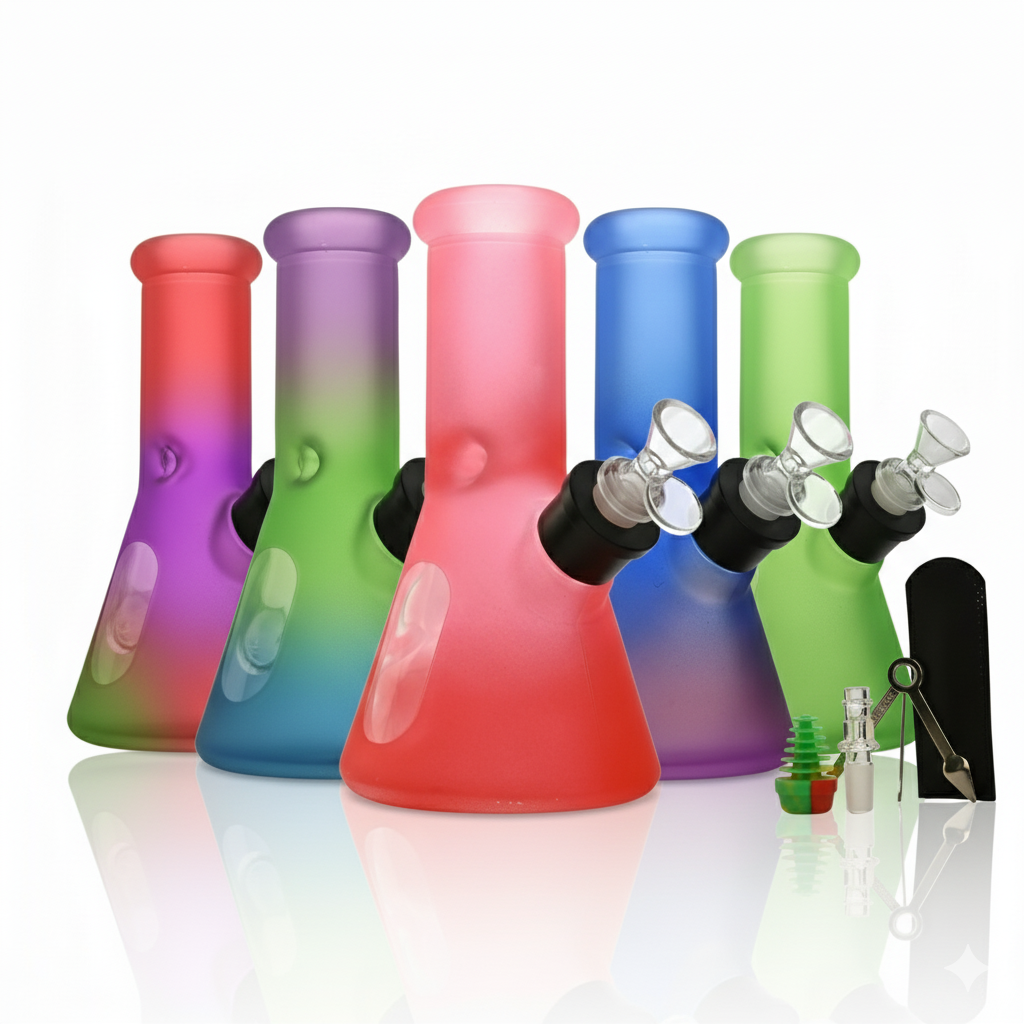 Glass Bong Arsenal Glass Iridescent Rainbow 6-in-1 Glass Bong Kit 8"