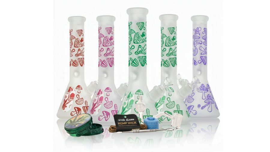 Glass Bong Arsenal Glass 5mm Fungi Forest Glass Bong 9-in-1 Dab Kit 12"