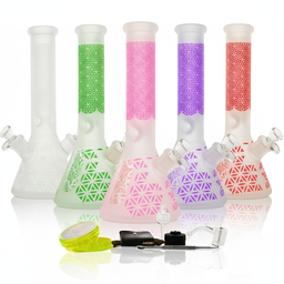 Glass Bong Arsenal Glass 5mm Sacred Geometry Glass Bong 9-in-1 Dab Kit 12"