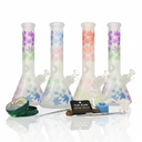 Glass Bong Arsenal Glass 5mm Frosted Leaf Glass Bong 9-in-1 Dab Kit 12"