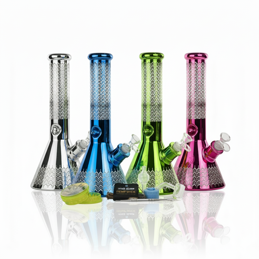 Glass Bong Arsenal Glass 5mm Aqua Labyrinth Glass Bong 9-in-1 Dab Kit 12"
