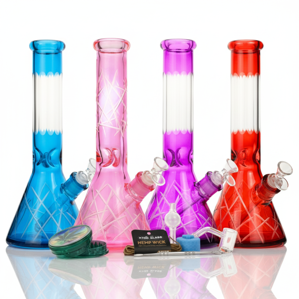 Glass Bong Arsenal Glass 5mm Crystal Matrix Glass Bong 9-in-1 Dab Kit 12"