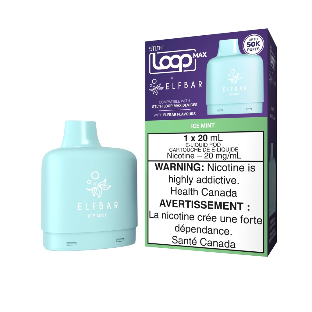 Manitoba *EXCISED* Nicotine Pod STLTH Loop Max Elfbar 50k Ice Mint Box of 4