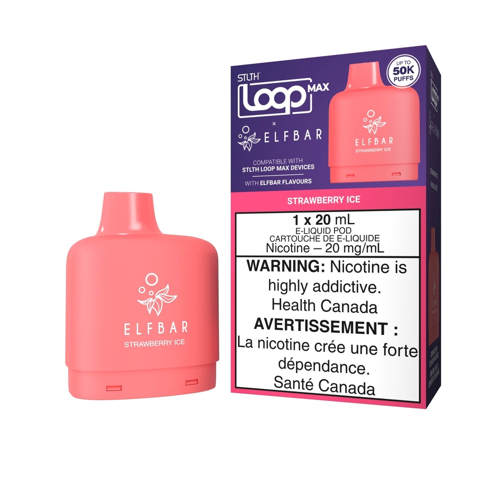 Manitoba *EXCISED* Nicotine Pod STLTH Loop Max Elfbar 50k Strawberry Ice Box of 4