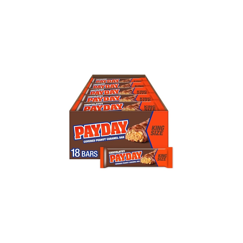 Snacks Payday Chocolatey Peanut Caramel King Size Bars King Size Bars 87g Box of 18