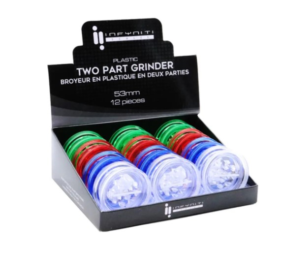 Acrylic Grinder Infyniti 2 Pieces 53mm Assorted Colours Box of 12