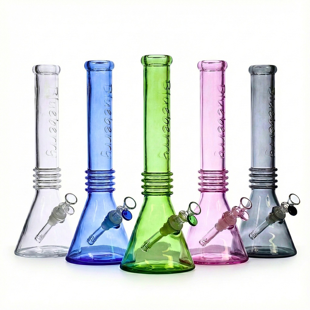 Glass Bong Blueberry Quadruple Ring Beaker 16"