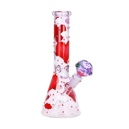 [gfa141] Glass Bong  Pinky Hearts Beaker Glass Water Pipe  10"