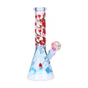 Glass Bong  Heart Blossom Beaker Glass Water Pipe 10"