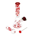 Glass Bong Pulsar Valentine's Hearts 'n' Roses Glass Herb Pipe Duo 10"