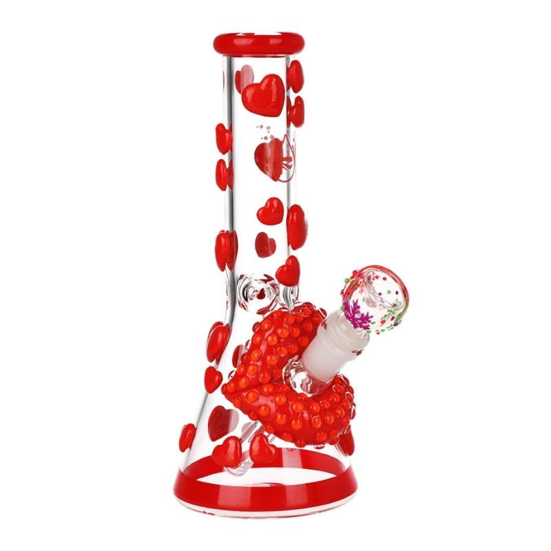 Glass Bong Pulsar Kiss My Lips Glow In Dark Beaker Glass Water Pipe 9.75"