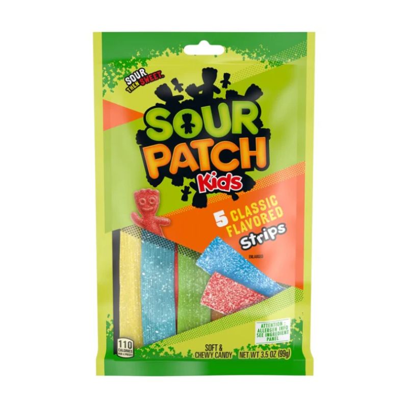 Snacks Sour Patch Kids 5 Classic Flavored Strips 3.5oz (99g) Box of 12
