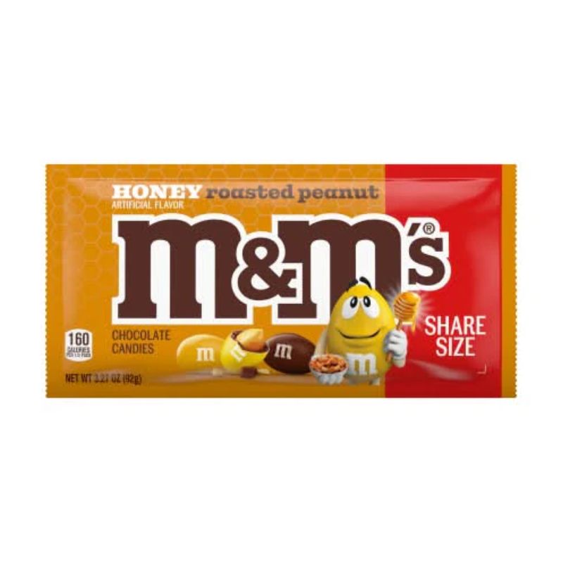 Snacks M & M Honey Roasted Peanut Share Size 3.27oz (92g) Box of 24