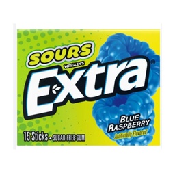 [es1125b] Snacks Extra Sours Blue Raspberry Gum Box of 10