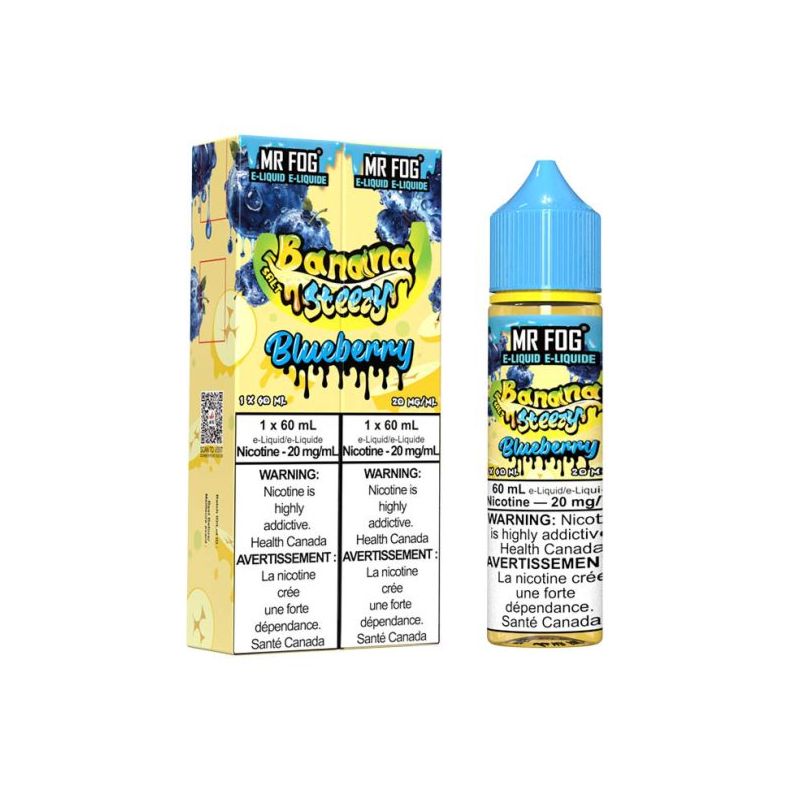 Alberta *EXCISED* Nicotine Liquid Mr Fog Banana Steezy Salt 60ml Blueberry