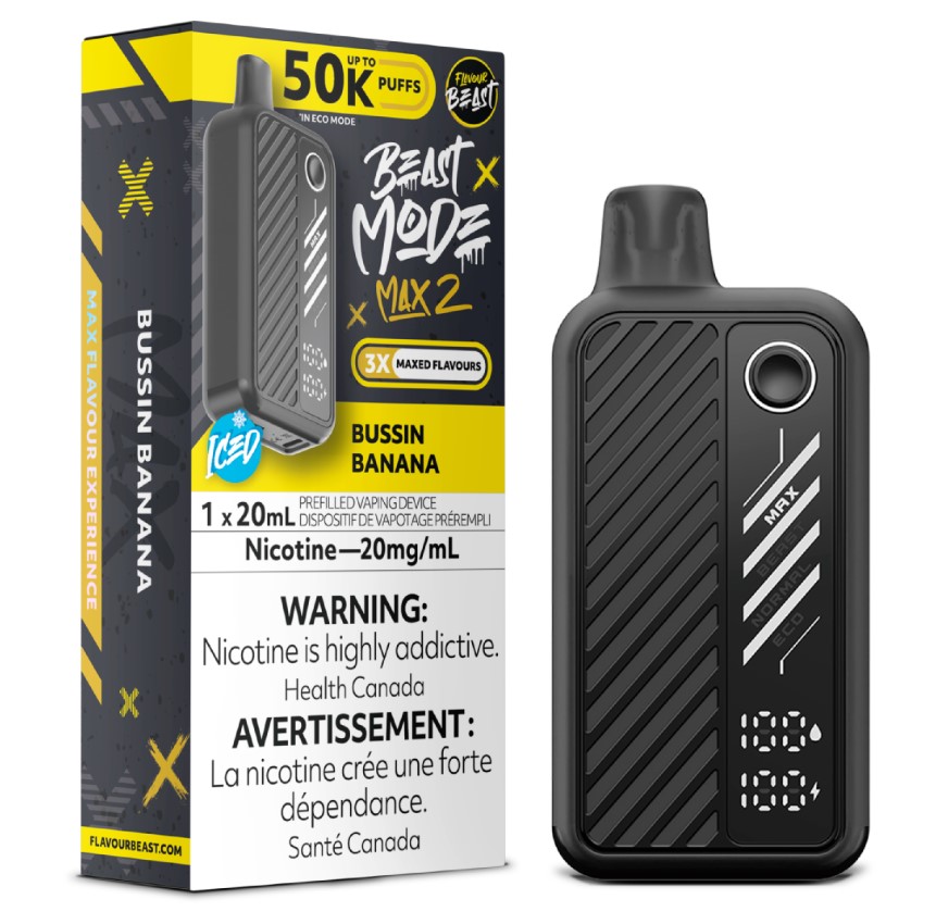 Manitoba *EXCISED* Disposable Vape Flavour Beast Mode Max 2 Bussin Banana Box of 5