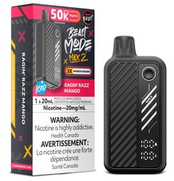 [fvb2023b-fd] Federal *EXCISED* Disposable Vape Flavour Beast Mode Max 2 Ragin' Razz Mango Box of 5